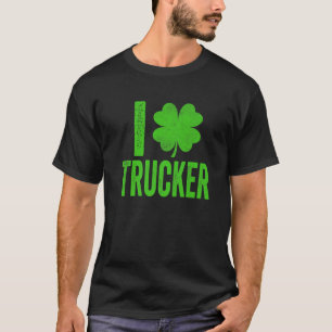 Cute Love Trucker Shamrock Irish Happy St Patricks T-Shirt