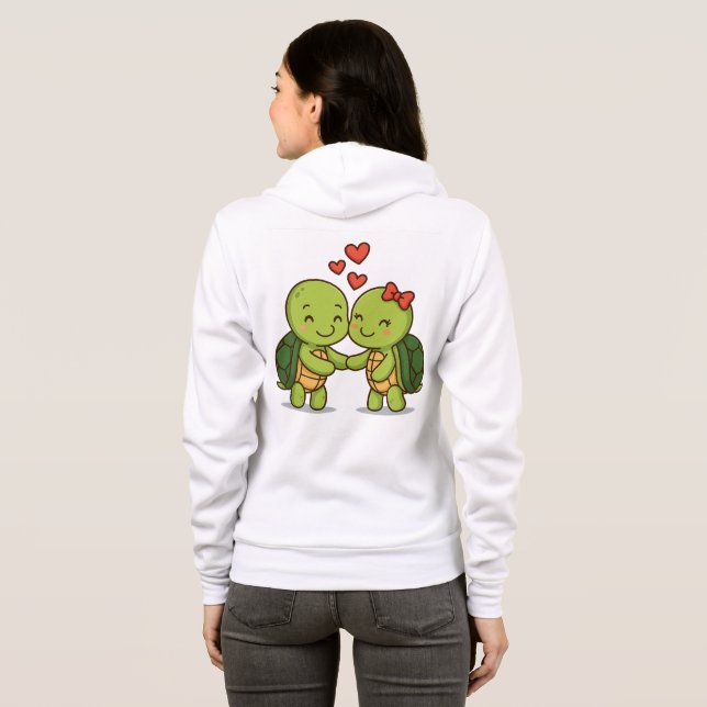 Cute Love Turtles | Adorable Cartoon Couple  Hoodie (Back Full)