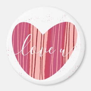 Cute Love U Pink Textured Heart Magnet