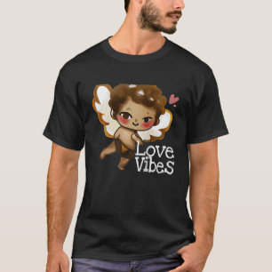 Cute Love Vibes Black Brown Angel Inspirational W T-Shirt