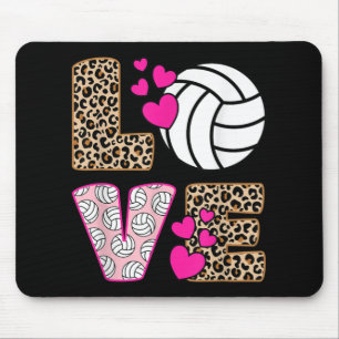 Cute Love Volleyball Leopard Print Women Ladies Vo Mouse Pad