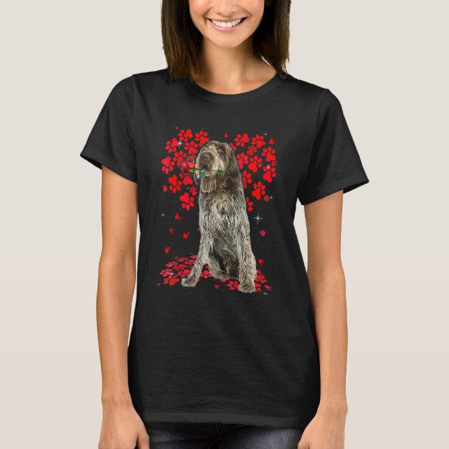 Cute Love Wirehaired Pointing Griffon Dog Valentin T-Shirt (Front)