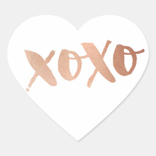 CUTE LOVE XOXO HEART modern rose gold trendy white Sticker