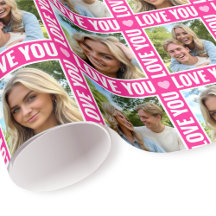Cute Love You 4 Photo Collage Pink Heart Modern