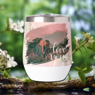 Cute Love You Custom Photo For Couple Pink Floral