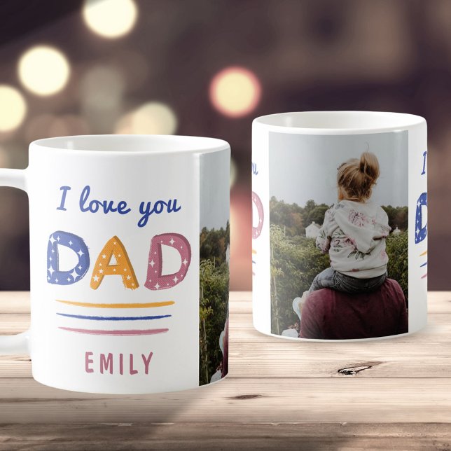 Cute Love you Dad Colourful Typography Photo   Coffee Mug (Creator Uploaded)