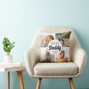 Cute Love You 'Daddy' Custom Photo Collage Cushion