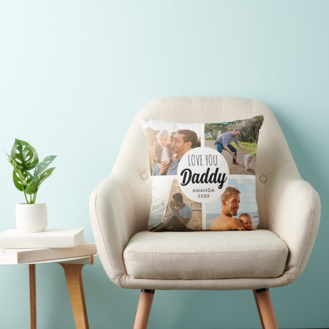Cute Love You 'Daddy' Custom Photo Collage  Cushion (Chair)