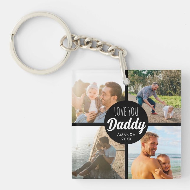 Cute Love You 'Daddy' Custom Photo Collage  Key Ring (Front)