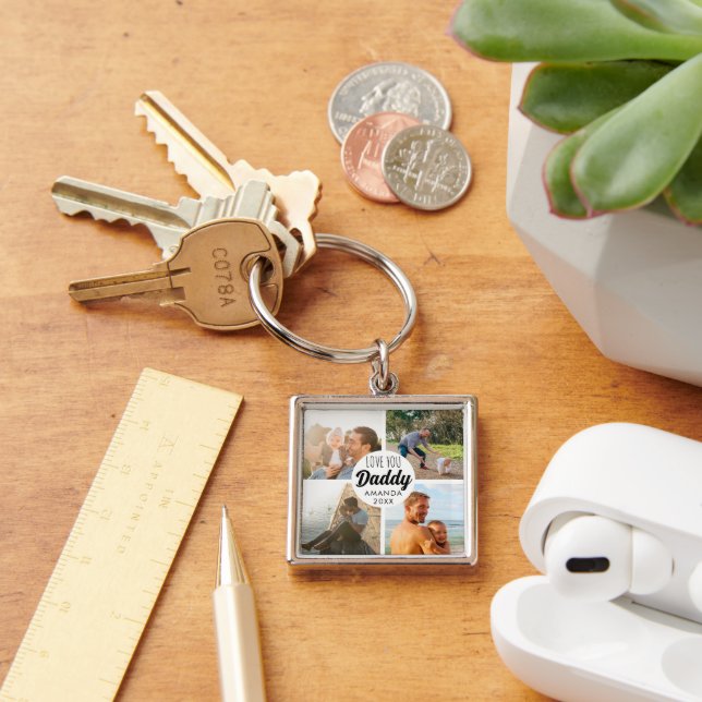 Cute Love You 'Daddy' Custom Photo Collage  Key Ring (Desk)