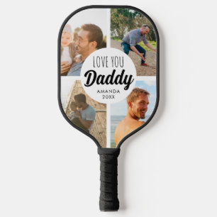 Cute Love You 'Daddy' Custom Photo Collage  Pickleball Paddle