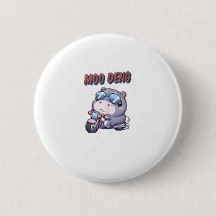 Cute loveable Moo Deng baby fat hippopotamus Tank 6 Cm Round Badge