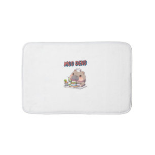 Cute loveable Moo Deng baby fat hippopotamus Tank Bath Mat