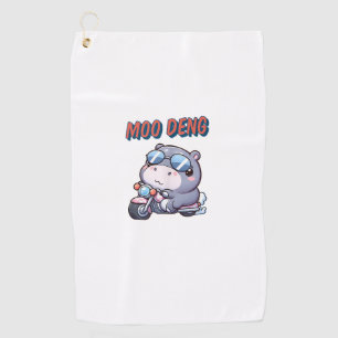 Cute loveable Moo Deng baby fat hippopotamus Tank Golf Towel