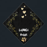 Cute Loveable Rogue Hearts Gold Black Dog Bandana<br><div class="desc">A cute pet dog black and gold bandanna,  with gold love hearts and paw print which can be personalised. For further free customisation please get in touch. A cool pet gift idea.</div>
