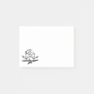 Cute Lovebird Black White Kissing Love Birds Post-it Notes