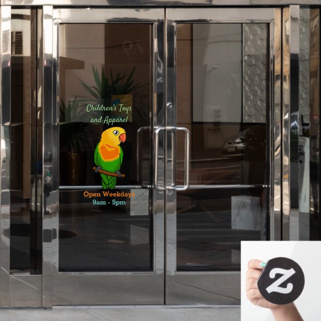 Cute lovebird cartoon parrot (Office Door)