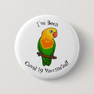 Cute lovebird cartoon parrot 6 cm round badge