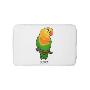 Cute lovebird cartoon parrot  bath mat