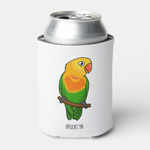 Cute lovebird cartoon parrot can cooler