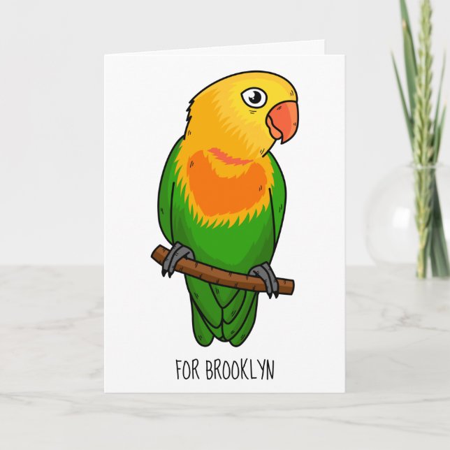 Cute lovebird cartoon parrot  card (Front)