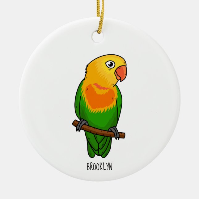 Cute lovebird cartoon parrot ceramic tree decoration (Front)