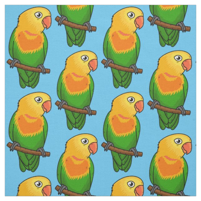 Cute lovebird cartoon parrot fabric (Swatch)