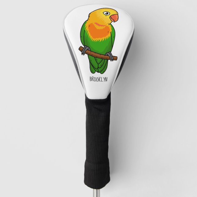 Cute lovebird cartoon parrot golf head cover (Front)