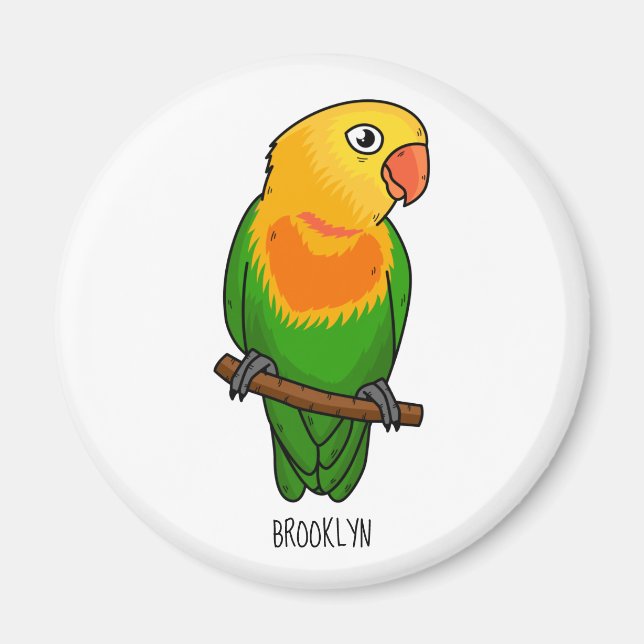 Cute lovebird cartoon parrot magnet (Front)