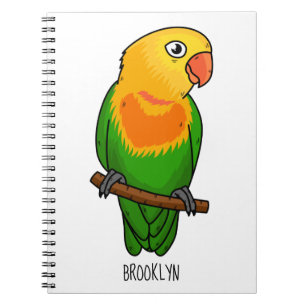 Cute lovebird cartoon parrot notebook