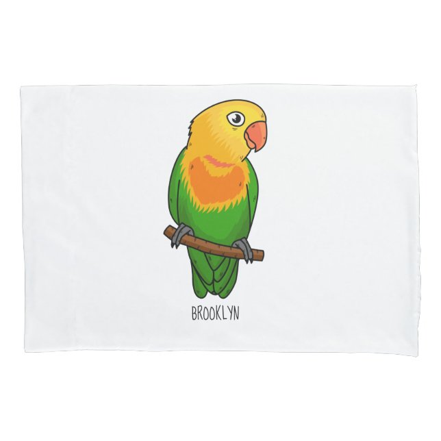 Cute lovebird cartoon parrot pillowcase (Front)
