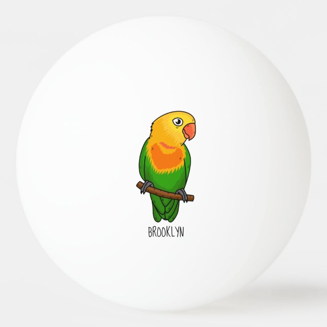 Cute lovebird cartoon parrot ping pong ball (Front)
