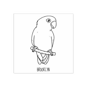 Cute lovebird cartoon parrot rubber stamp