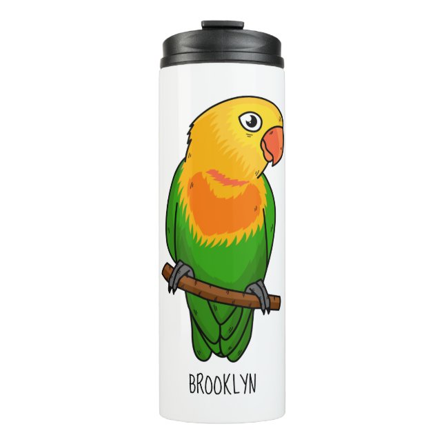 Cute lovebird cartoon parrot thermal tumbler (Front)