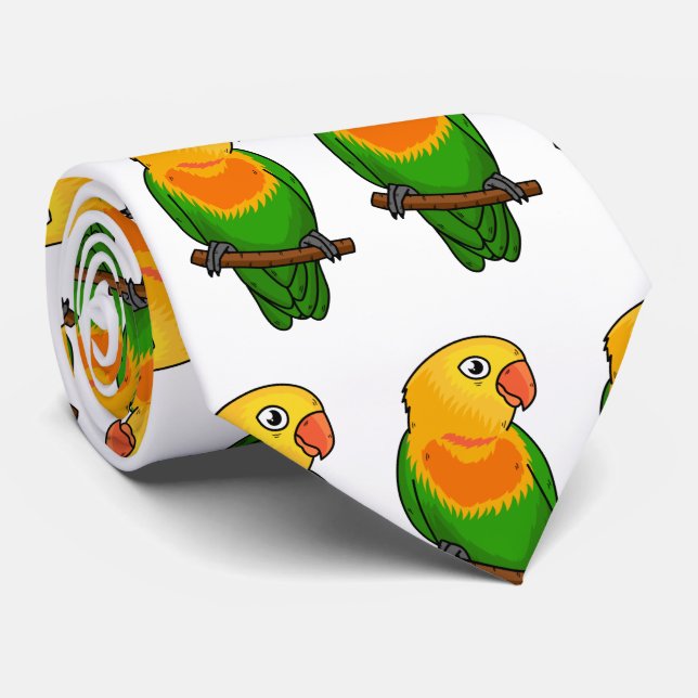 Cute lovebird cartoon parrot tie (Rolled)