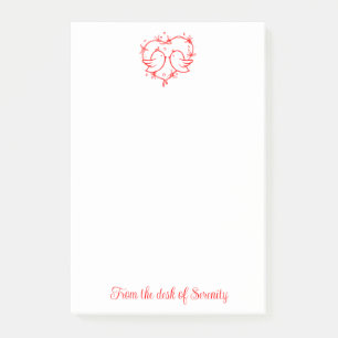 Cute Lovebirds Boho Romantic Red Heart  Post-it Notes