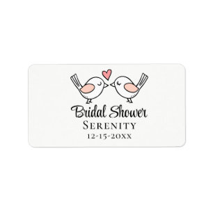 Cute Lovebirds Cartoon Love Birds Bridal Shower   Label