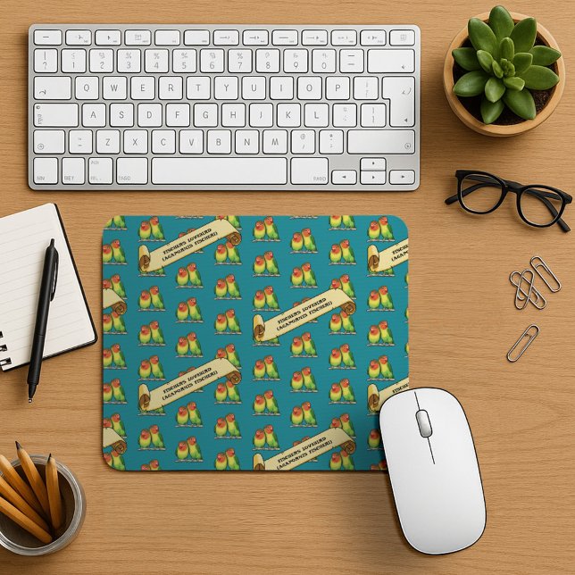 Cute Lovebirds Fischer's Lovebird Latin Retro Art Mouse Pad (Creator Uploaded)