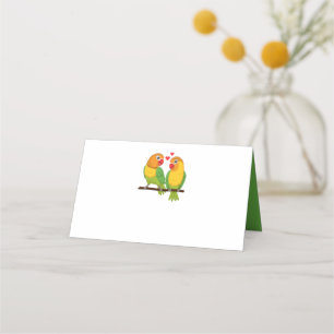 Cute Lovebirds Green Thank You Love Birds Wedding Place Card
