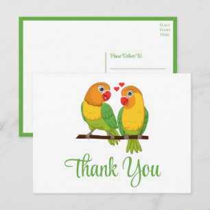 Cute Lovebirds Love Birds Wedding Thank You Postcard