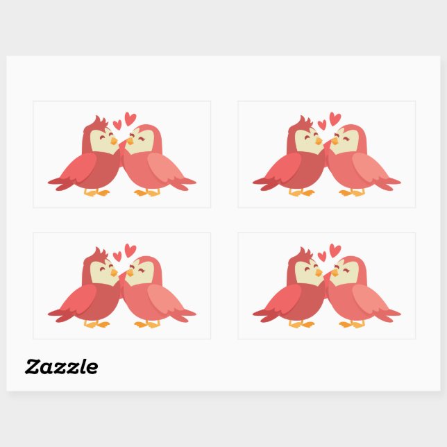 Cute Lovebirds Love Wedding Bridal Shower Rectangular Sticker (Sheet)