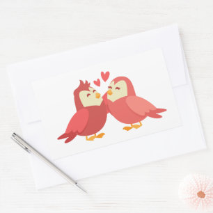 Cute Lovebirds Love Wedding Bridal Shower Rectangular Sticker