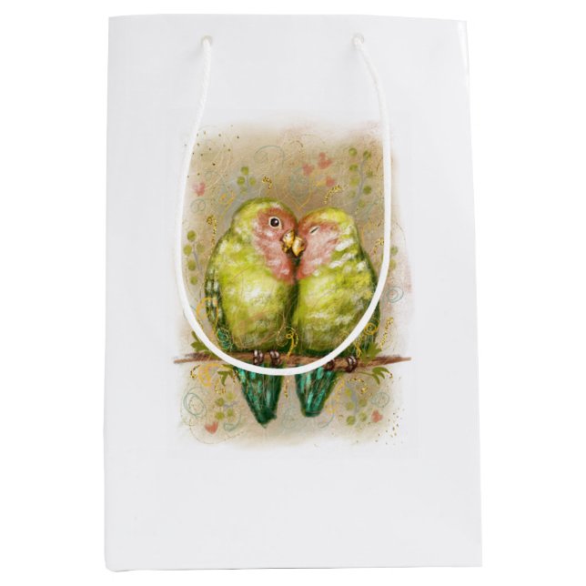 Cute lovebirds parrots. 21 medium gift bag (Front)