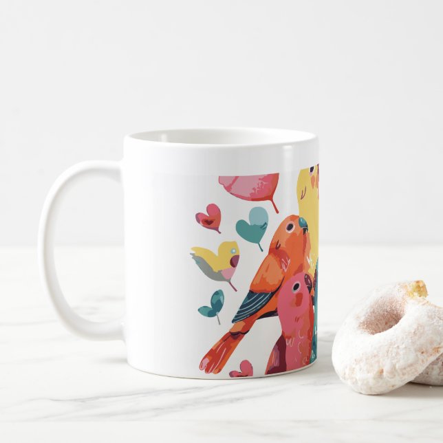 Cute Lovebirds Pastel Coffee Mug (With Donut)