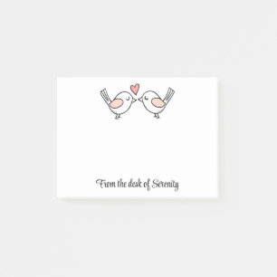 Cute Lovebirds Pink Black Cartoon Love Birds Post-it Notes