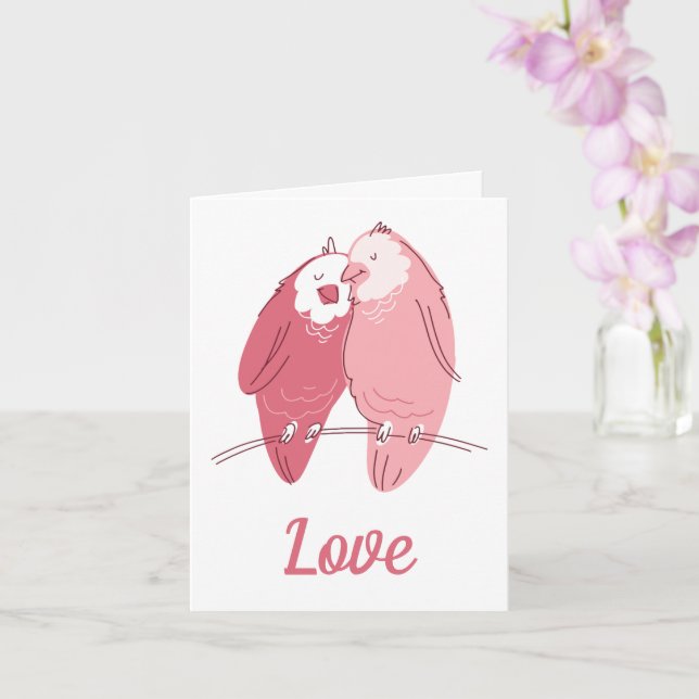 Cute Lovebirds Valentine's Day Card (Orchid)
