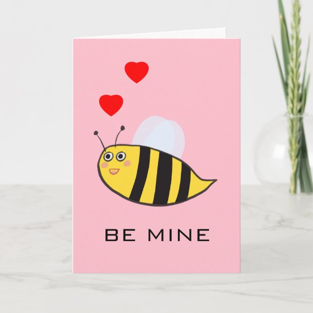 Cute Lovely Funny Bee Mine Pun Love Card (Front)