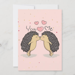 Cute Lovely Kissing Hedgehogs Card