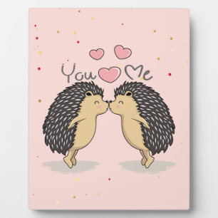 Cute Lovely Kissing Hedgehogs Plaque