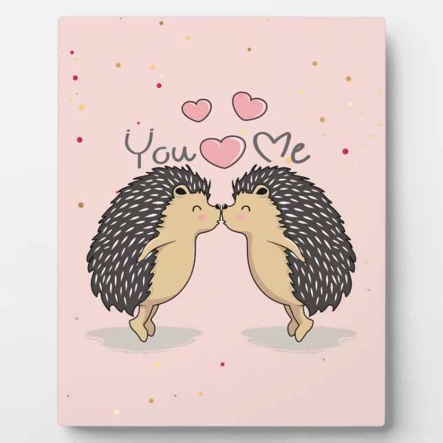   Cute Lovely Kissing Hedgehogs Plaque (Front)